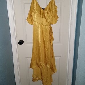 Lulu Layla mustard yellow satin dress